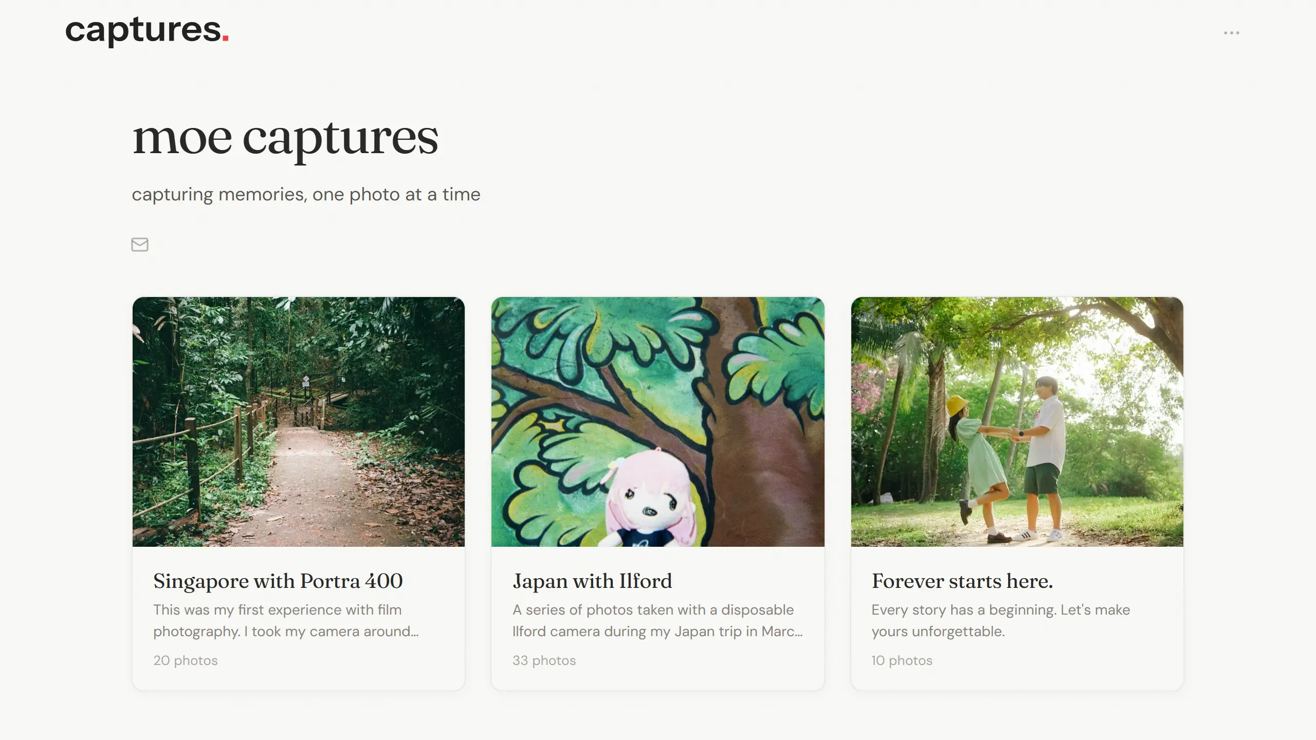 Landing page of captures.moe